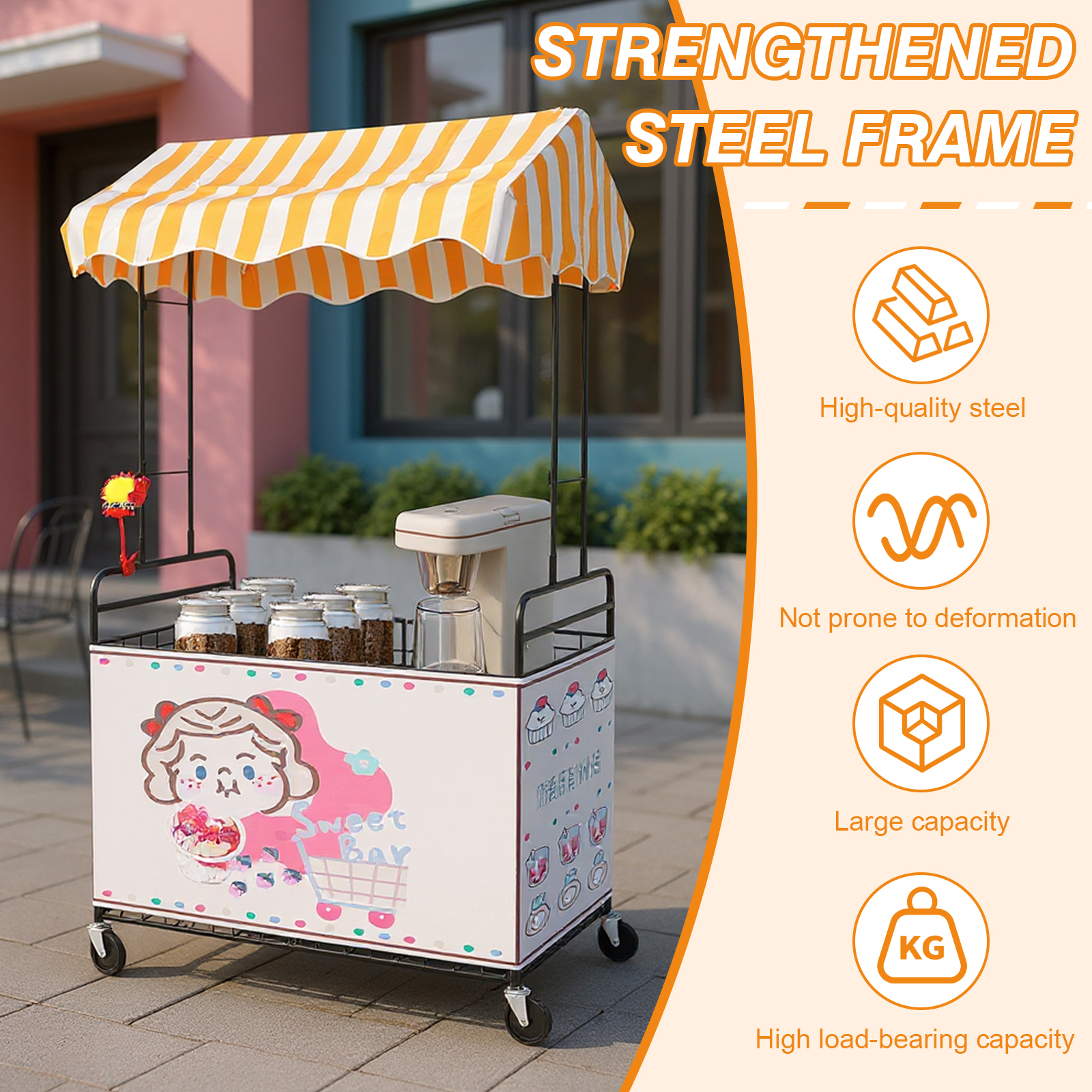 Food Snacks Catering - Business Mobile Catering Cart Foldable Portable