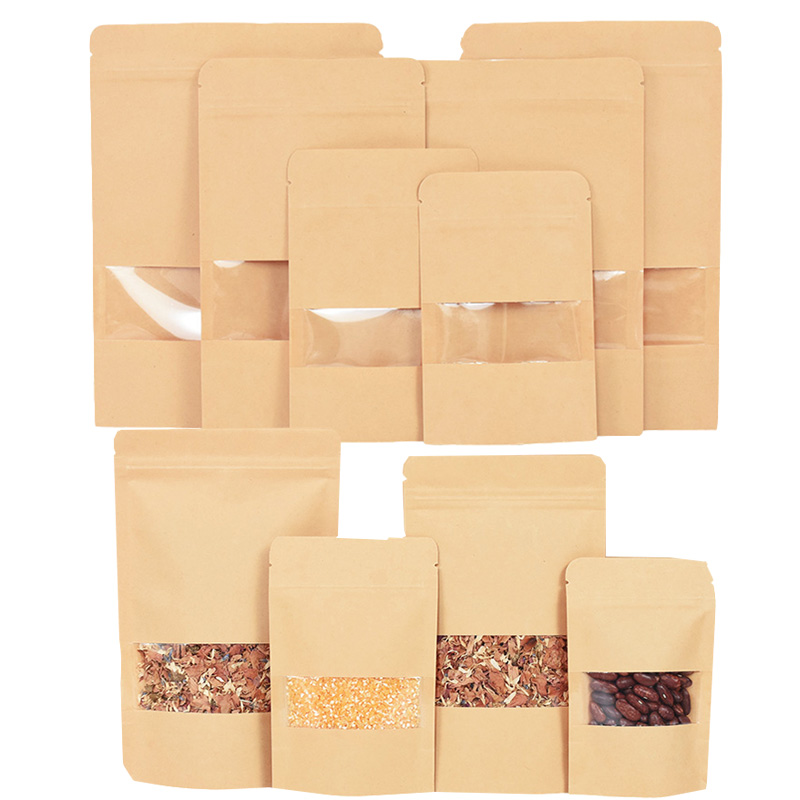 Food Snacks Party - 20/50pcs Kraft Paper Zip Lock Bags