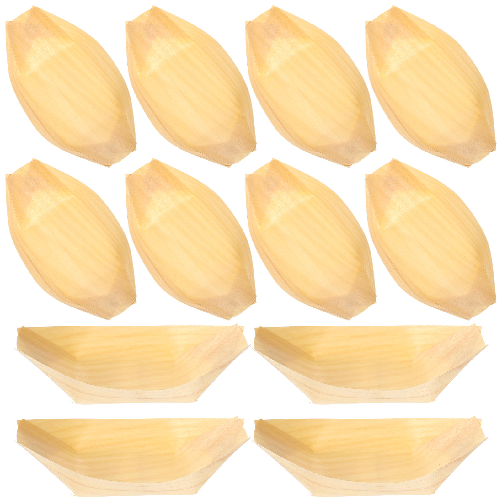 Food Snacks Party - 50 pcs Wooden Serving Boat Snack