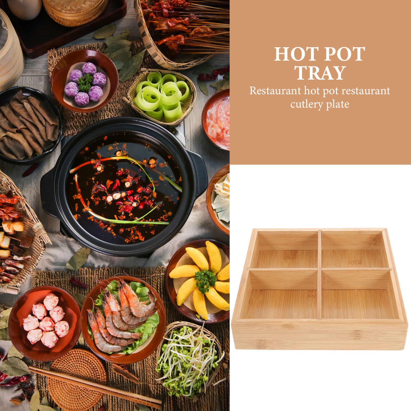 Bamboo Divided Food Tray 6 Slo - Food Snacks Party review and price