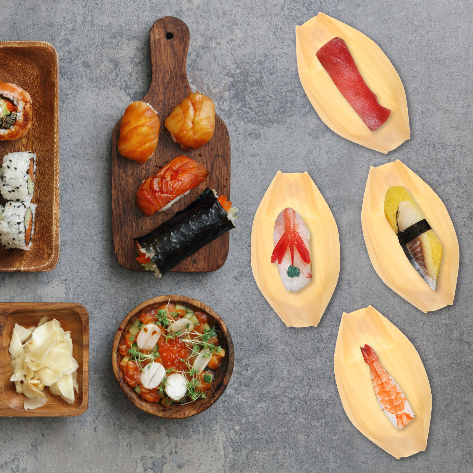 50 pcs Wooden Serving Boat Sna - Food Snacks Party review and price